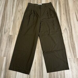 The Frankie Shop Pleated Tailored Trousers Green L Minimalist Cropped 25.5 insea